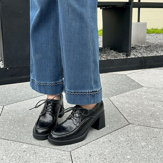 Damen Elegante Schnürschuhe mit modischem Blockabsatz EB