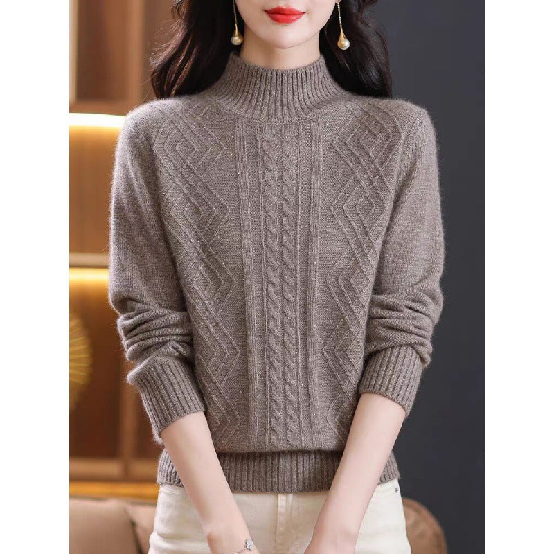 Damen Strickpullover mit Rippenstruktur und hochgeschlossenem Kragen EB