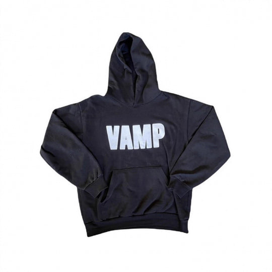Unisex nan Kapuzensweatshirt mit Used-Frontdruck und Kängurutasche EB