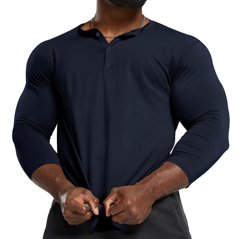 Herren Langarmshirt mit Knopfleiste und modischem Schnitt EB