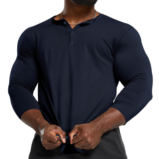 Herren Langarmshirt mit Knopfleiste und modischem Schnitt EB