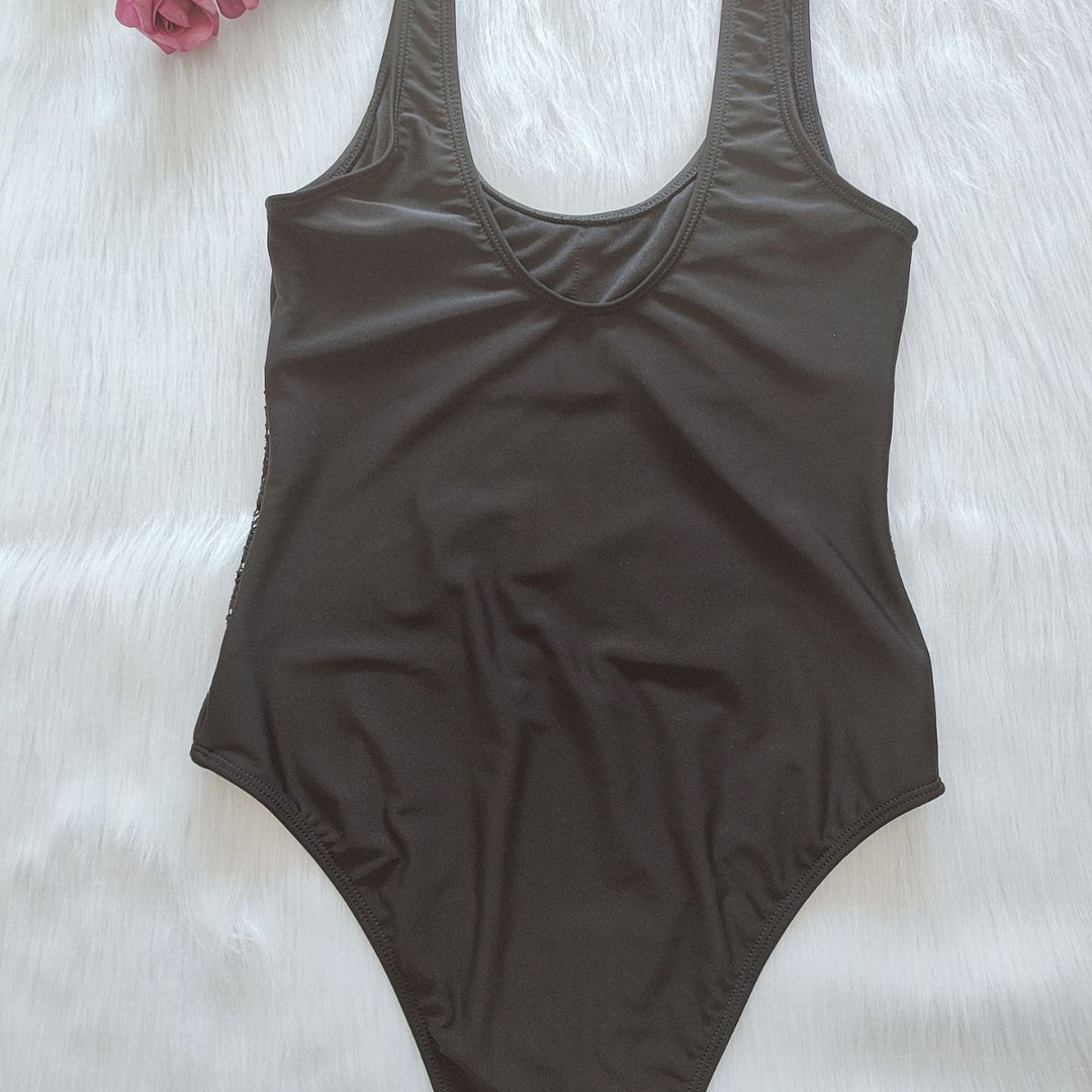 Damen Eleganter Einteiler-Badeanzug mit Spitzenakzenten EB