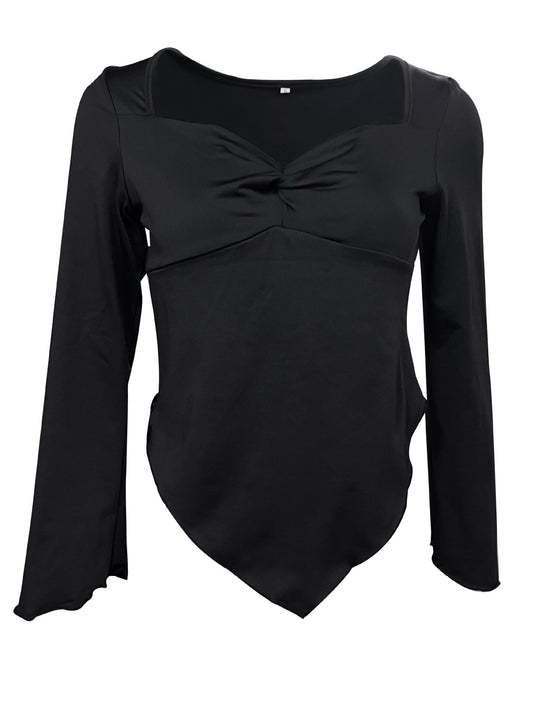 Damen Figurbetonter Longsleeve mit raffinierter Raffung EB