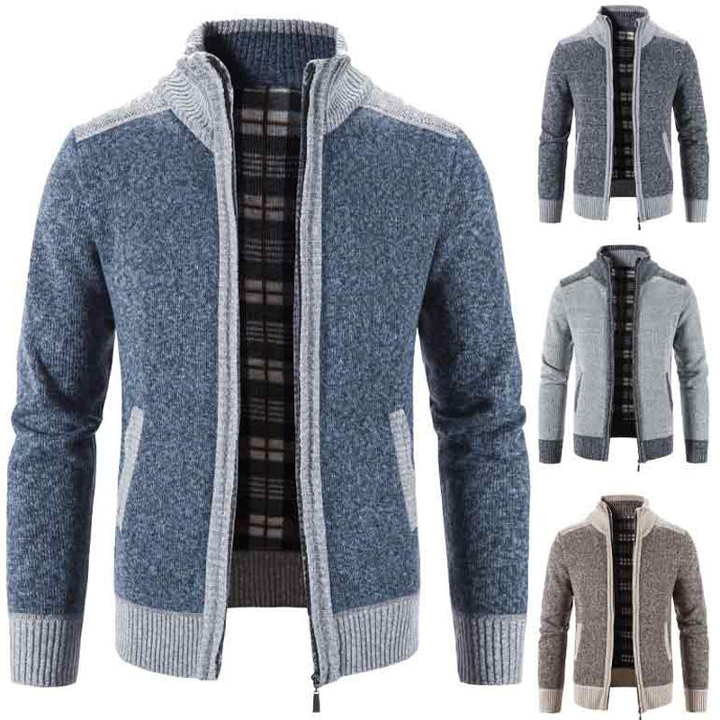 Herren Strickjacke mit modernem Stehkragen und strukturiertem Design EB