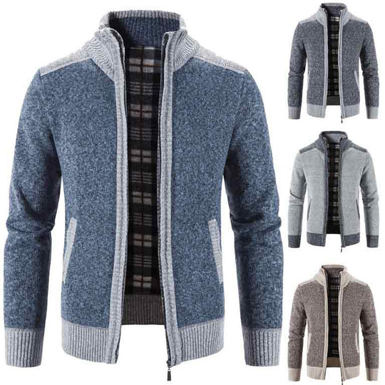 Herren Strickjacke mit modernem Stehkragen und strukturiertem Design EB