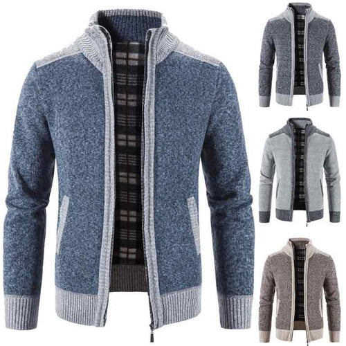 Herren Strickjacke mit modernem Stehkragen und strukturiertem Design EB