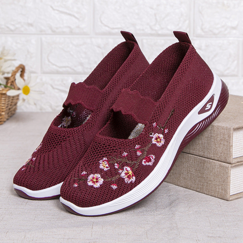 Damen modische Stoffschuhe mit elastischem Riemen und floralem Design EB