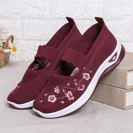 Damen modische Stoffschuhe mit elastischem Riemen und floralem Design EB