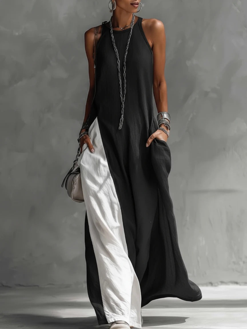 Damen Lässiges Maxikleid mit asymmetrischem Schnitt und tiefem Rückenausschnitt EB