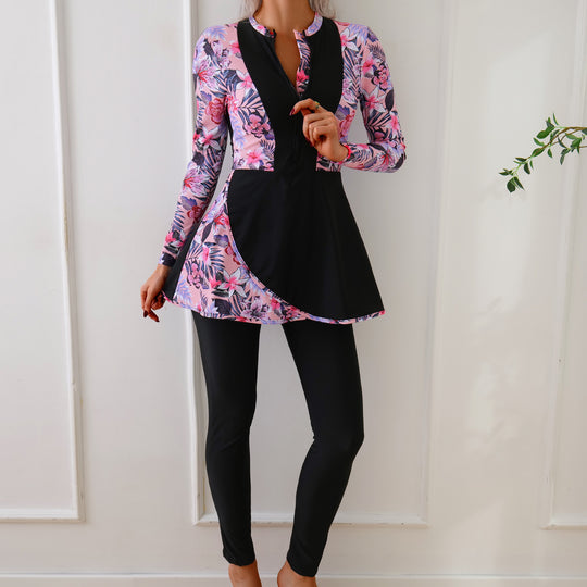 Damen Modischer Badeset mit langer Tunika und Leggings EB