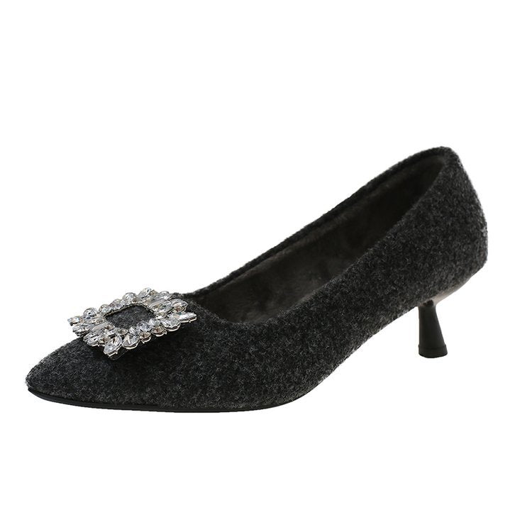 Damen elegante Spitzen-Pumps mit Schmuckdetail EB