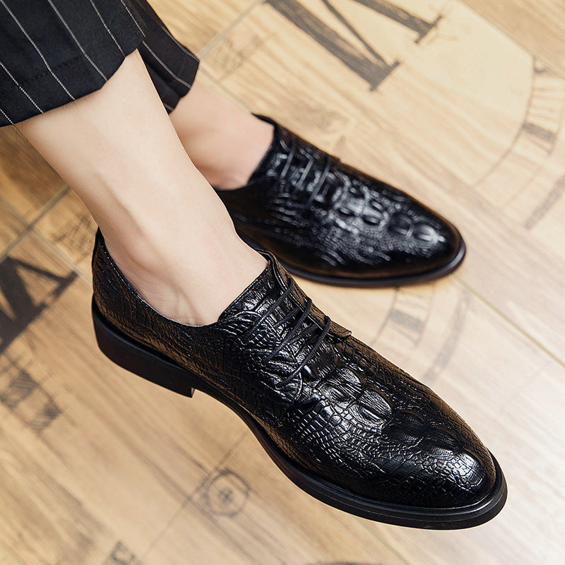 Herren eleganter Schnürer in Krokodilprägung-Optik mit gepolsterter Komfortsohle EB