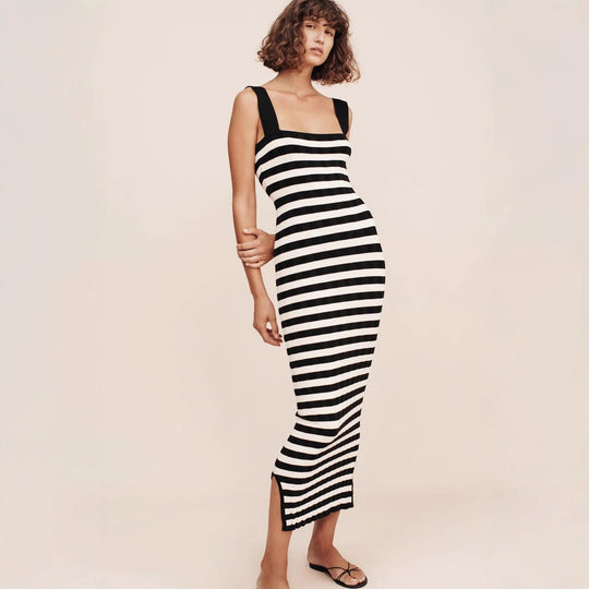 Damen Maxikleid mit gestreiftem Design EB