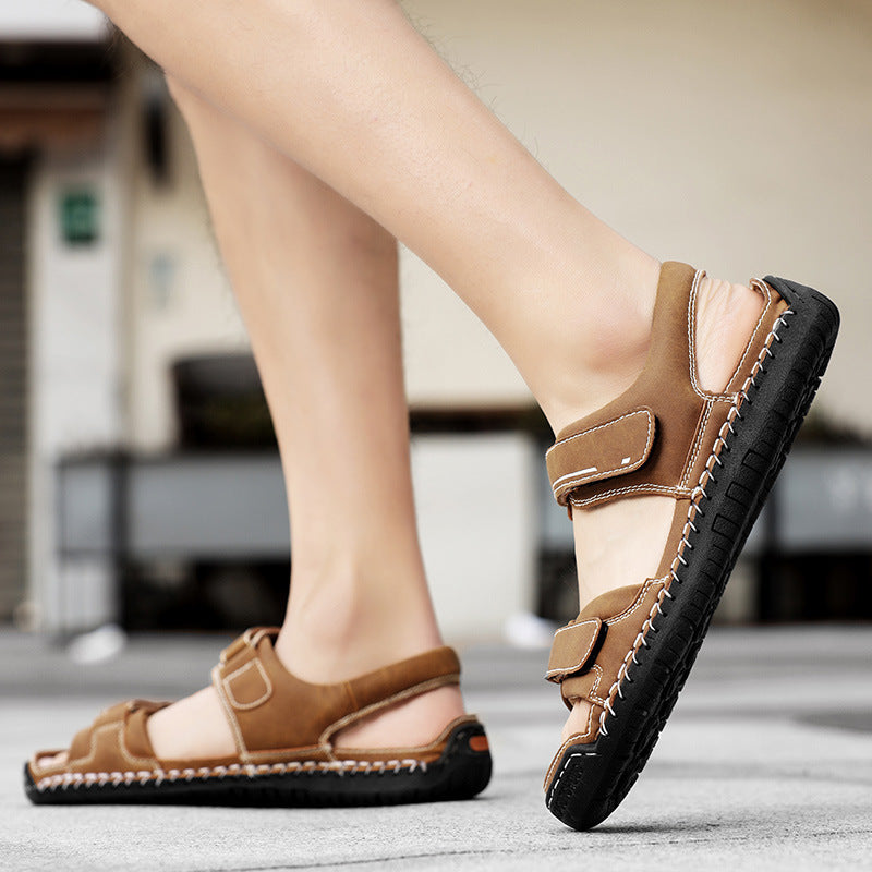 Herren Atmungsaktive Veloursleder-Sandalen mit verstellbarem Riemen EB