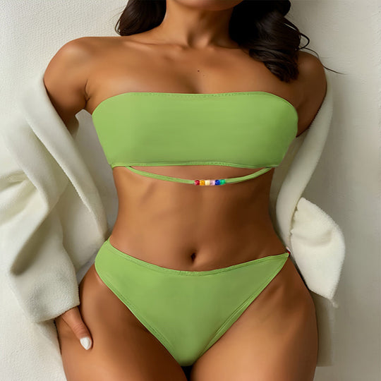 Damen Bandeau-Bikini mit verstellbarem Bindeband EB