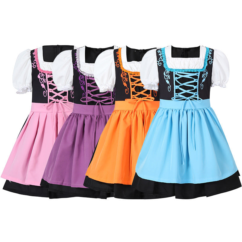 Damen nan trachtiges Dirndlkleid mit geschnürtem Mieder, Puffärmeln und abnehmbarer Schürze EB