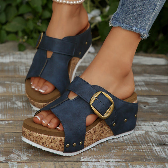 Damen Wedge-Sandalen mit modischem Riemendesign und anatomischem Fußbett EB