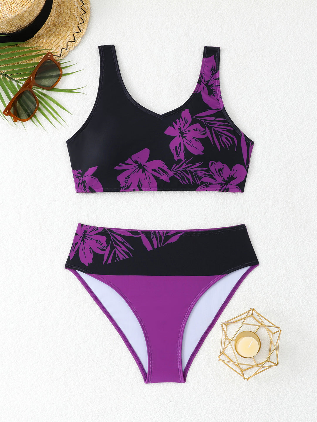 Damen Sportliches Bikini-Set mit floralem Design EB