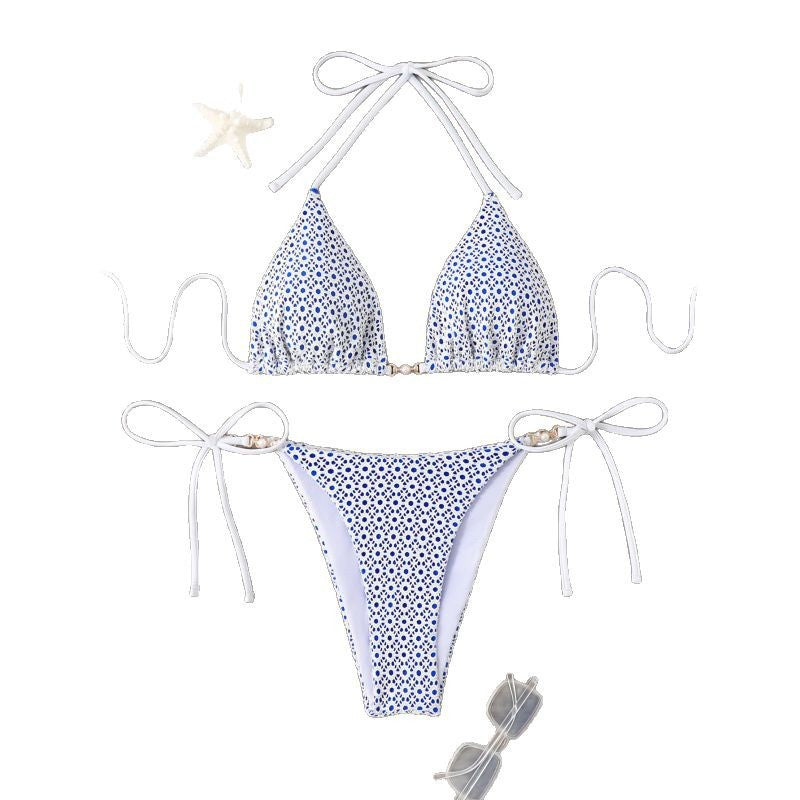 Damen Triangel-Bikini mit kontrastierenden Details EB