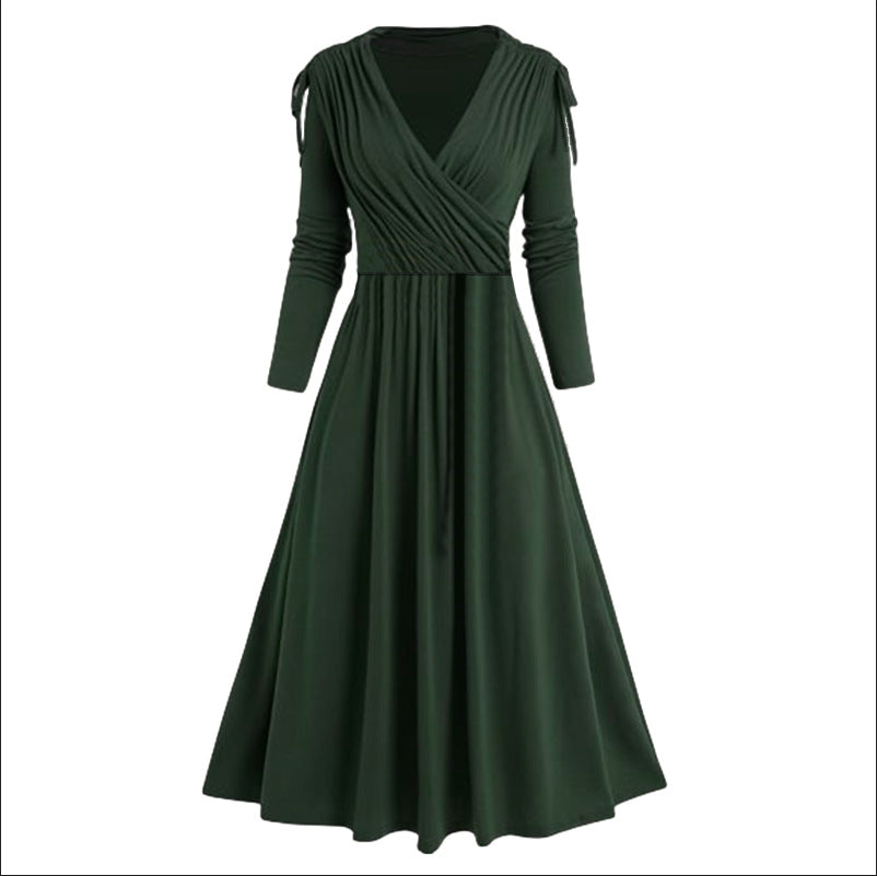 Damen Midikleid mit Wickeloptik und langen Ärmeln EB