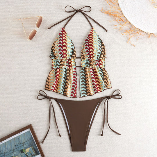Damen Bandeau-Bikini mit luxuriösem Volant-Design EB