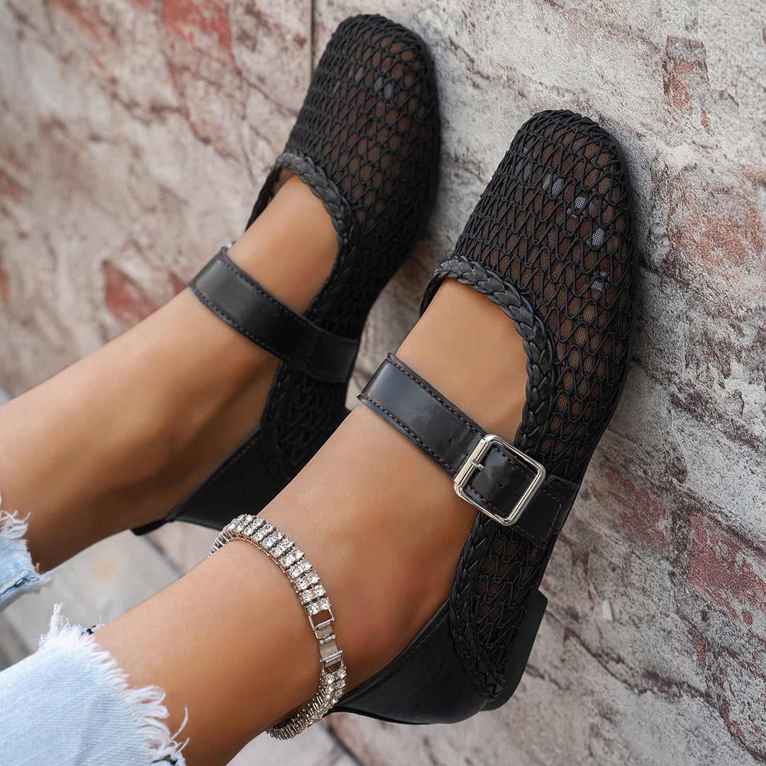 Damen elegante Ballerinas mit floralen Applikationen und rutschfester Sohle EB