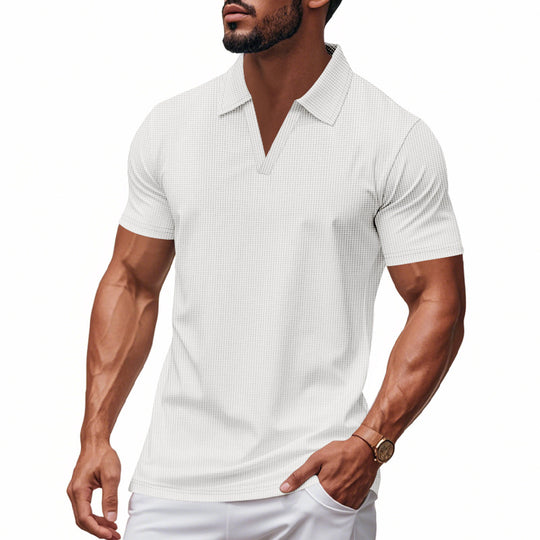 Herren Poloshirt mit strukturiertem Design und modernem V-Ausschnitt EB
