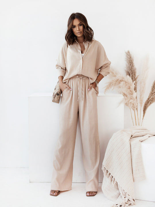 Damen Weit geschnittenes Ensemble mit asymmetrischem Design und elegantem Gürtel EB