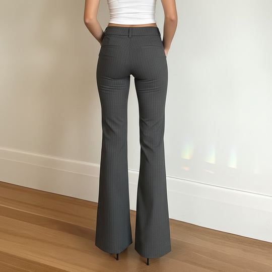 Damen Flared Jeans mit modischem Streifenmuster und hohem Bund EB