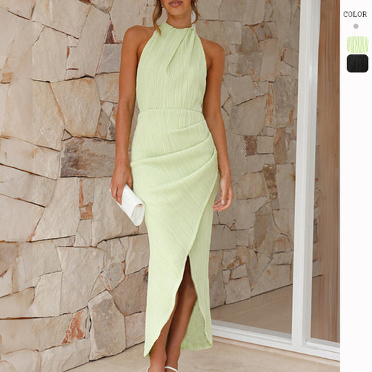 Damen Maxikleid mit elegantem Wickeldesign und raffinierten Falten EB