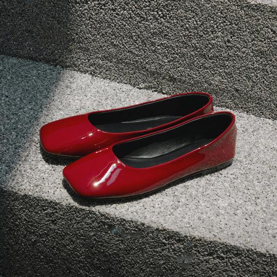 Damen Ballerinas mit glänzender Oberfläche und breitem Einstieg EB