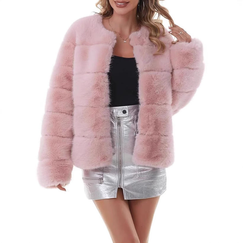 Damen trendige Kunstpelzjacke EB