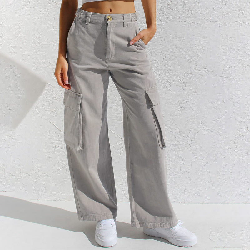 Damen Cargo-Hose mit weitem Bein und praktischen Taschen EB
