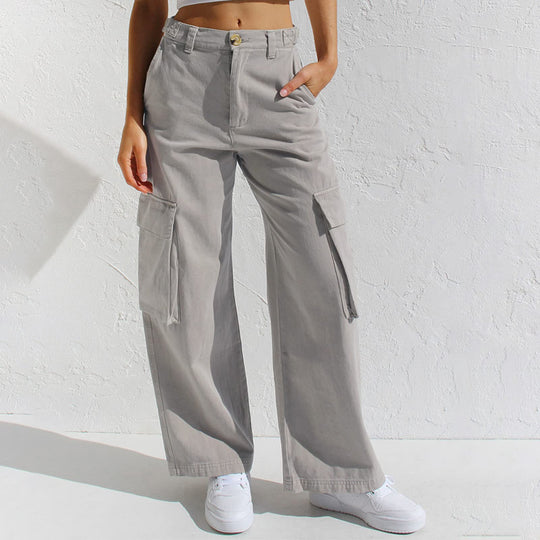 Damen Cargo-Hose mit weitem Bein und praktischen Taschen EB
