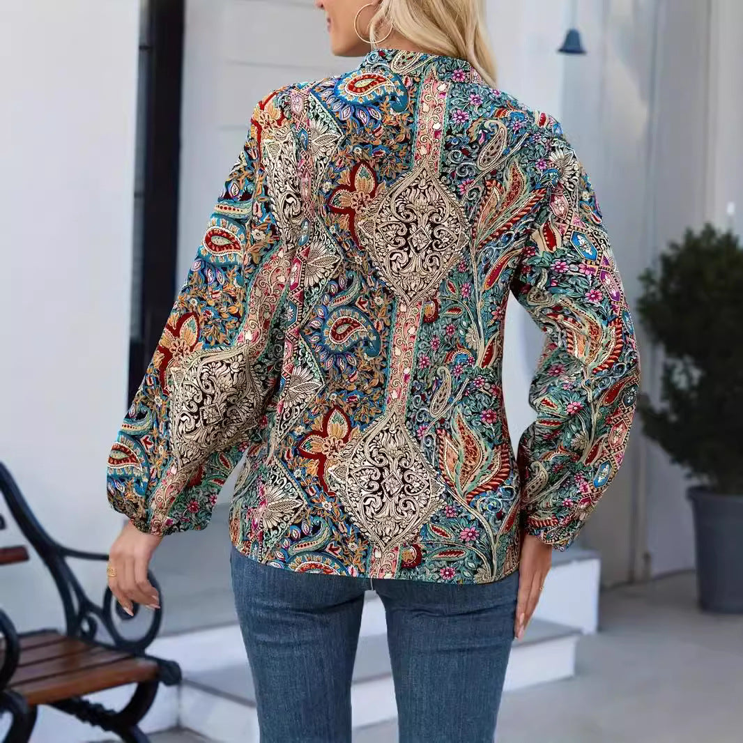 Damen elegante Printbluse EB