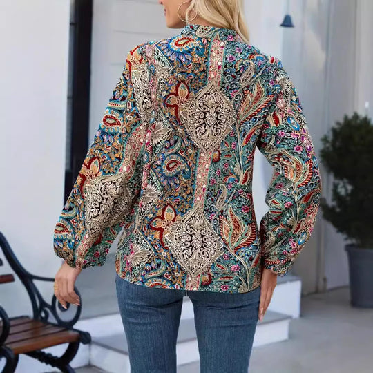 Damen elegante Printbluse EB