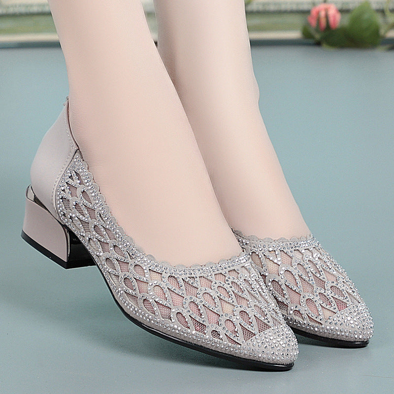 Damen Ballerinas mit funkelndem Strass und elegantem Lochmuster EB
