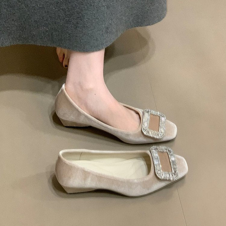 Damen elegante Ballerinas mit funkelnder Schnallenverzierung EB