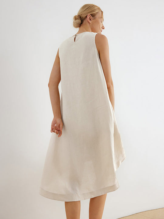 Damen lässiges Leinenkleid
