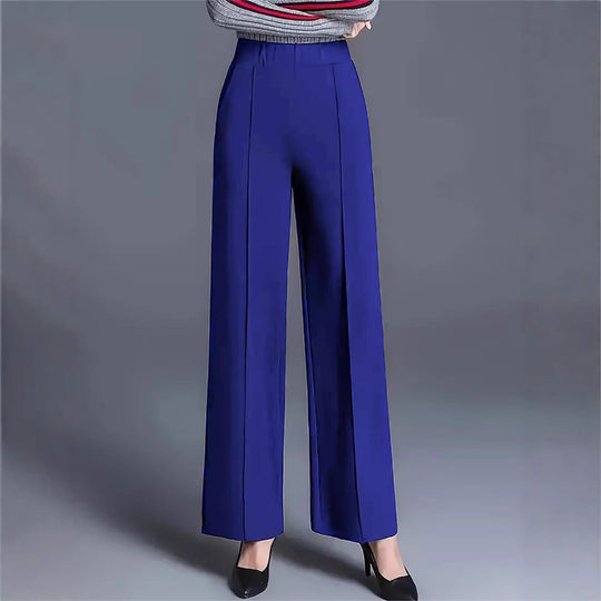 Damen Weit geschnittene High-Waist-Hose mit eleganten Bügelfalten EB
