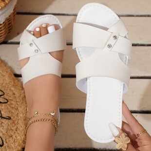 Damen modische Riemchensandalen mit glamourösen Schmuckdetails EB