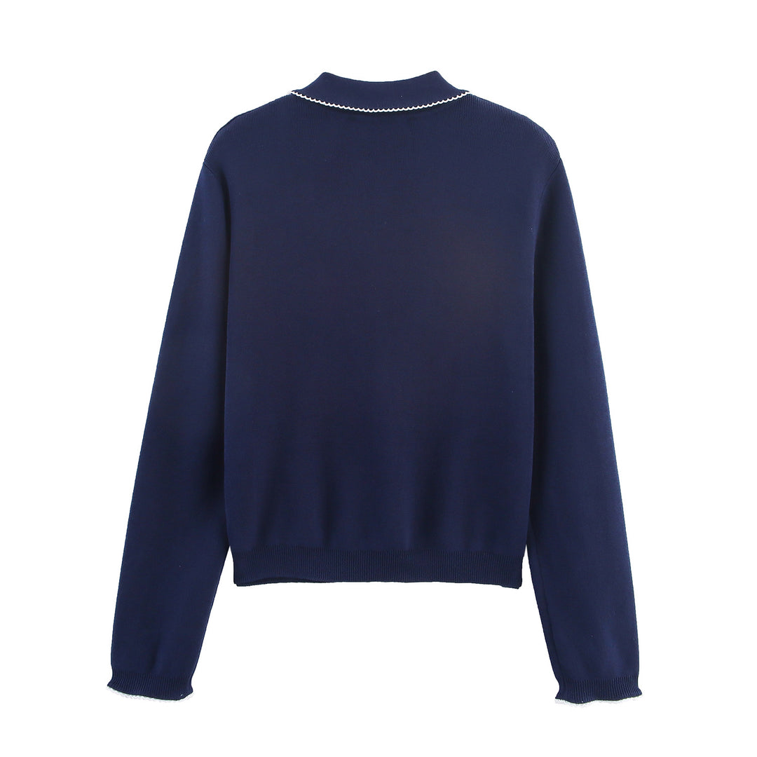 Damen casual und modische Strickjacke mit Kragen EB