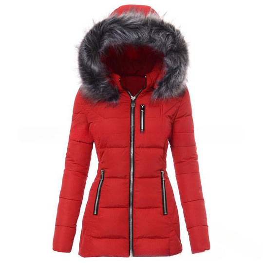 Damen Winterjacke mit abnehmbarem Kunstpelzkragen EB