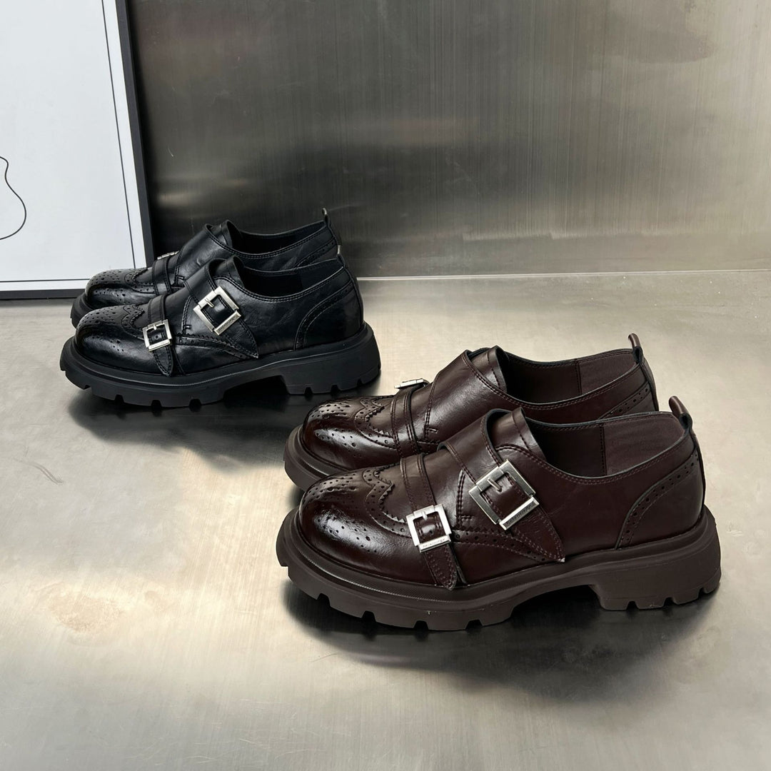 Damen Elegante Schnürschuhe mit modischen Schnallen und rutschfester Gummisohle EB