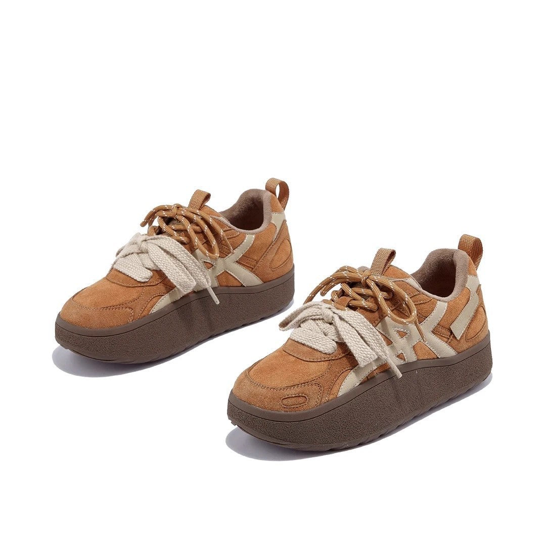 Damen Sportliche Sneakers mit hohem Plateau und modischem Schnürsystem EB