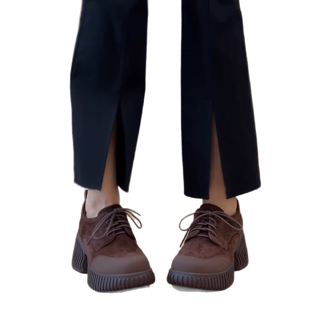 Damen bequeme Plateau-Schnürschuhe mit robustem Sohlenprofil und trendigem Design EB