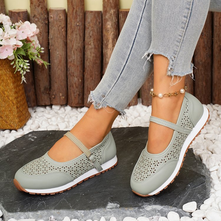 Damen Atmungsaktive Ballerinas mit dekorativer Perforation EB
