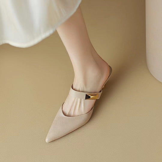 Damen elegante Slingback-Mules mit dekorativem Riemen EB