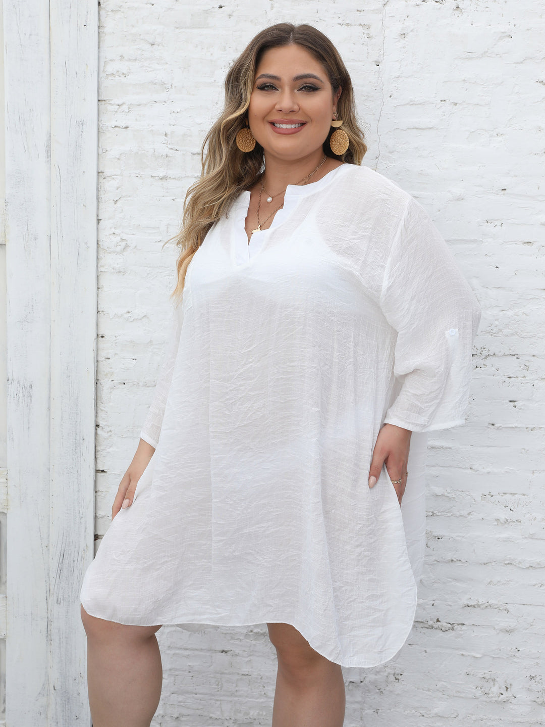 Damen lässiges Strandkleid mit seitlichem Schlitz EB