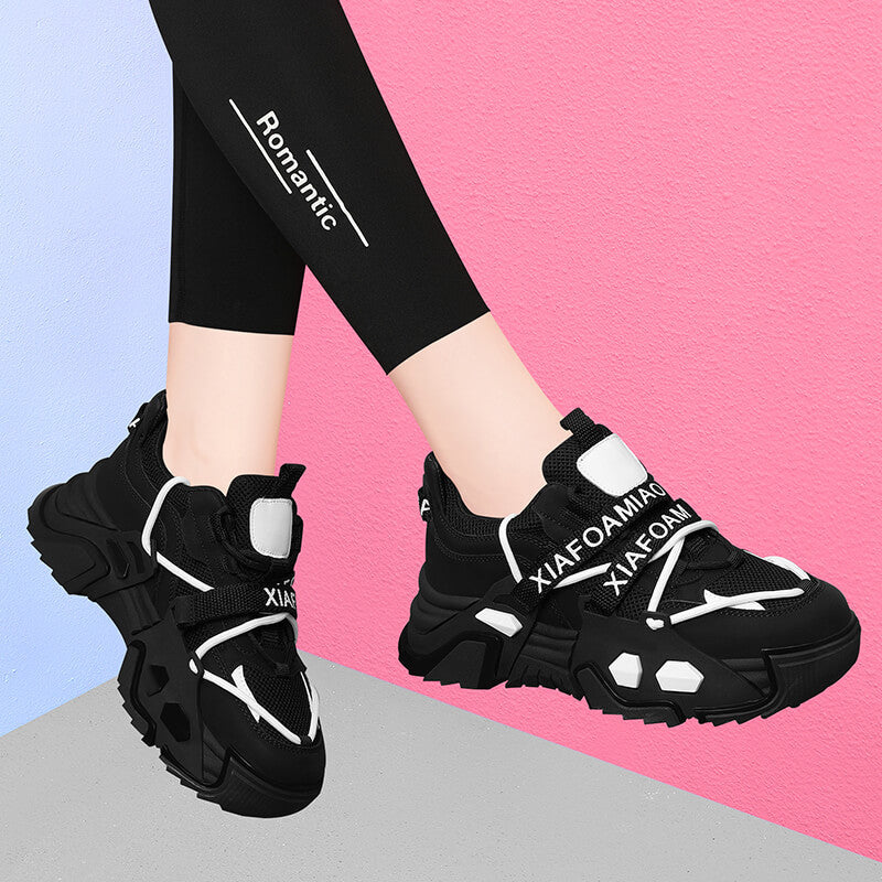 Damen Sportliche Chunky Sneakers mit atmungsaktivem Obermaterial und dämpfender Außensohle EB